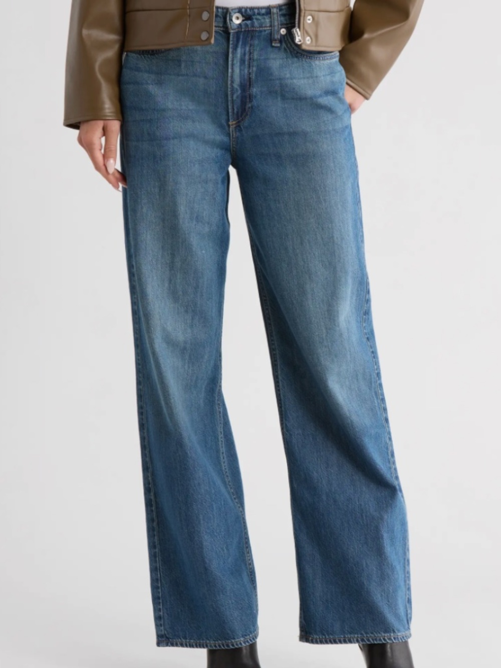 Rag & Bone Lori Mid Rise New Wide Leg Dark Wash Jeans Women's 27 EUC